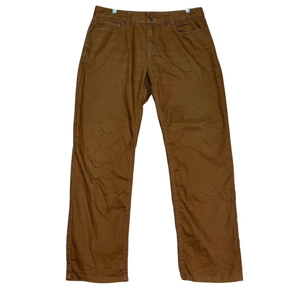 Prana Slim Fit Pants Mens 33x30 Brown Straight Leg 5-Pocket Stretch Twill EUC